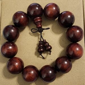 Natural Rosewood Bead Bracelet with Tassel
